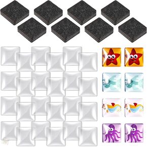 96pcs المغناطيس الحرفية الزجاجية W الدعم اللاصق وشفاف كابوشونات الزجاج الصافية DIY مغناطيس الثلاجة البيضاء لثلاجة السبورة (مربعة ، 48 مجموعة ، 0.8 بوصة)