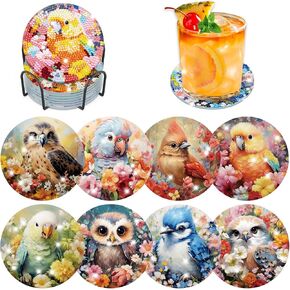 Bowetile 8PCS Diamond Art Painting Coasters Kit with Holder, Horse Diamond Art Kits for Adults Beginners, Moon Gem Art Kits for Adults, Arts and Crafts Kits for Adults for Home Decor