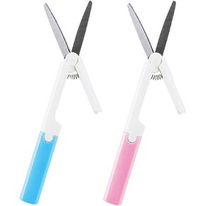 2 PCS Pen Style Scissors,Small Scissors,Mini Scissors,Travel Scissors,Foldable Scissors,Style Portable Travel Scissors,Ergonomic Twiggy Scissors,for Home School DIY Crafts