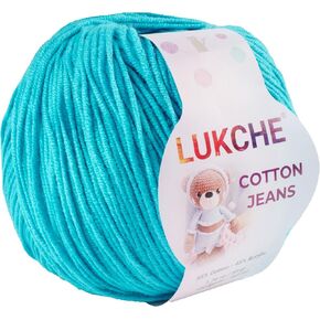 Cotton Jeans Yarn, 55% Cotton 45% Acrylic, Amigurumi Yarn, Soft Cotton Yarn for Crochet and Knitting, 1.76 Oz (50 Gr) / 180 Yards (165 Mt), (Turquaise) 1