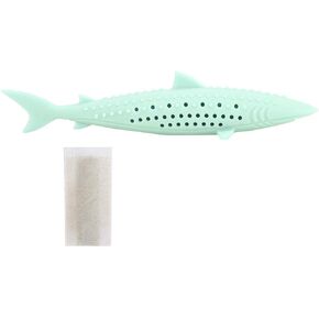 Topincn Interactive Cat Fish Shape Tuy Toy ، Silicone Pet Cat Catnip Molar Cleanting Molar Cleanting Fish Shape Thare Toy Toy (Green)