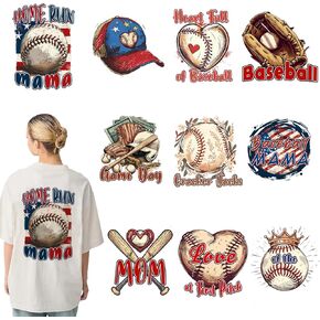 10 Sheets Softball DTF Transfers Ready to Press, Softball Iron on Transfers, Softball Transfer Paper for T Shirts Heat Press, Softball Patches Canvas Bag, Pillow, Hoodie DIY Crafts