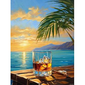 JXAVAXDE Whiskey Diamond Painting Kits, Alcohol 5D Diamond Painting DIY Full Drill Round Art Gems for Adults Beginners Home Wall Decoration 12x16 Inch