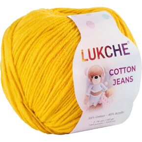 Cotton Jeans Yarn, 55% Cotton 45% Acrylic, Amigurumi Yarn, Soft Cotton Yarn for Crochet and Knitting, 1.76 Oz (50 Gr) / 180 Yards (165 Mt), (Yellow) 1