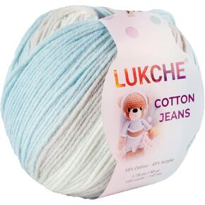 Cotton Jeans Yarn, 55% Cotton 45% Acrylic, Amigurumi Yarn, Soft Cotton Yarn for Crochet and Knitting, 1.76 Oz (50 Gr) / 180 Yards (165 Mt), (711) 1
