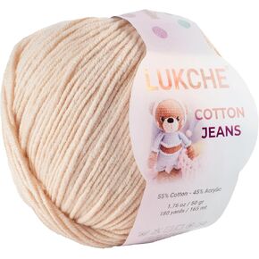 Cotton Jeans Yarn, 55% Cotton 45% Acrylic, Amigurumi Yarn, Soft Cotton Yarn for Crochet and Knitting, 1.76 Oz (50 Gr) / 180 Yards (165 Mt), (Nude) 1