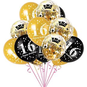 SHUNTAI 100th Birthday Balloons Latex Confetti Balloon Gold and Black 100th Birthday Decorations for Men Women 100 Years Old Anniversary Theme Birthday Party Decor Supplies 15 Pack 12 inch