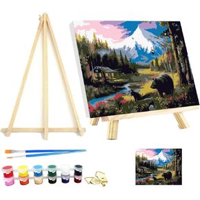 CYNART Framed Landscape Beach Paint by Numbers Kit for Adults,Flowers Paint by Numbers Kit for Beginner Home Table and Gift for Wall Decor 7.8x11.8inch
