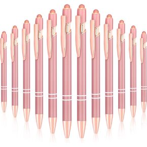 eoout 12pcs proint pens ، حبر سوداء سوداء سوداء ناعم انقر فوق قلم معدني مع نصيحة من قلم الشاشات اللمس ، ونقطة 2 في 1 مع نصيحة القلم in Kuwait