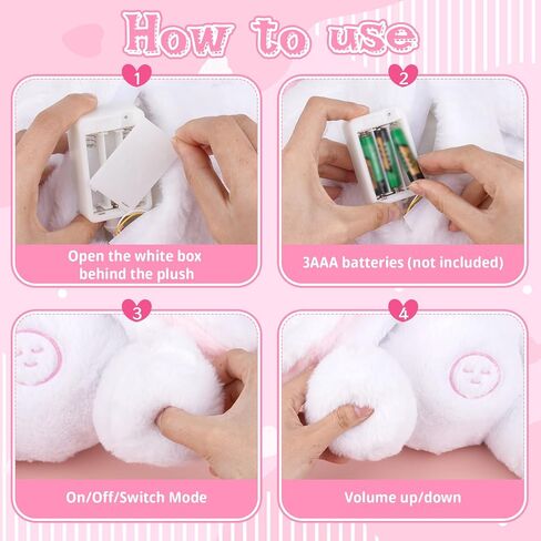 Breathing Stuffed Animal, 10in White Easter Bunny Plush Stuffed with Soothing Sound Music Lighting, Huggable Sleeping Rabbit Pillow Easter Gift for Kids, Baby, Boys & Girls in Saudi Arabia