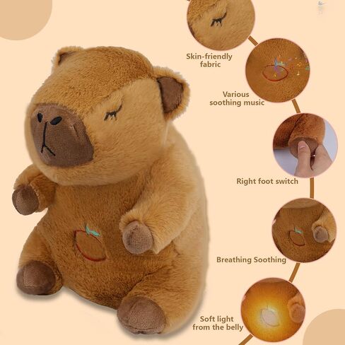 Breathing Stuffed Animal, 10in White Easter Bunny Plush Stuffed with Soothing Sound Music Lighting, Huggable Sleeping Rabbit Pillow Easter Gift for Kids, Baby, Boys & Girls in Saudi Arabia