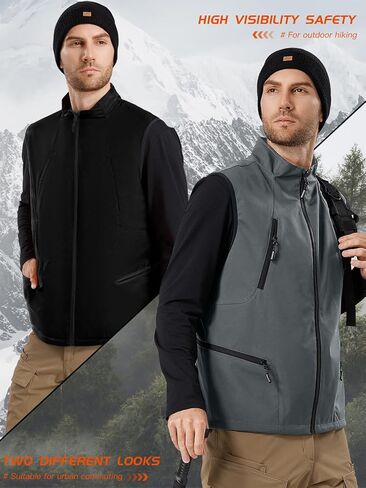 FREE SOLDIER Men's Warm Golf Vest Outerwear Windproof Reversible Puffer Vest Sleeveless Jacket for Casual Hiking Travel in Kuwait
