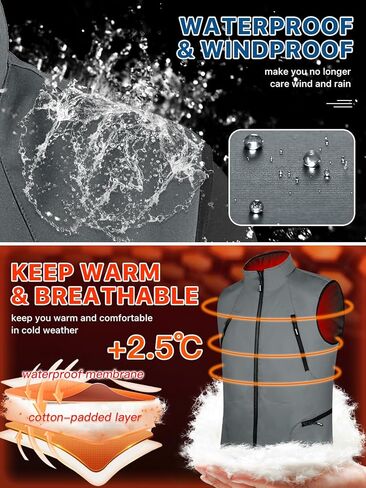 FREE SOLDIER Men's Warm Golf Vest Outerwear Windproof Reversible Puffer Vest Sleeveless Jacket for Casual Hiking Travel in Kuwait