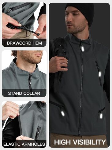 FREE SOLDIER Men's Warm Golf Vest Outerwear Windproof Reversible Puffer Vest Sleeveless Jacket for Casual Hiking Travel in Kuwait