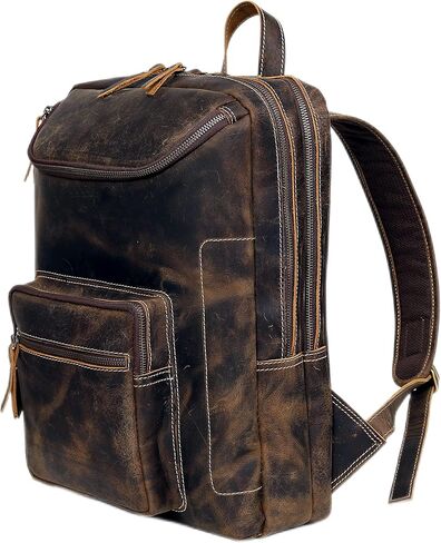 Vintage Leather Backpack For Men 16" Laptop Bag Large Capacity Business Travel Hiking Shoulder Daypacks Business Office Brown (Laptop Backpack 1) in Kuwait
