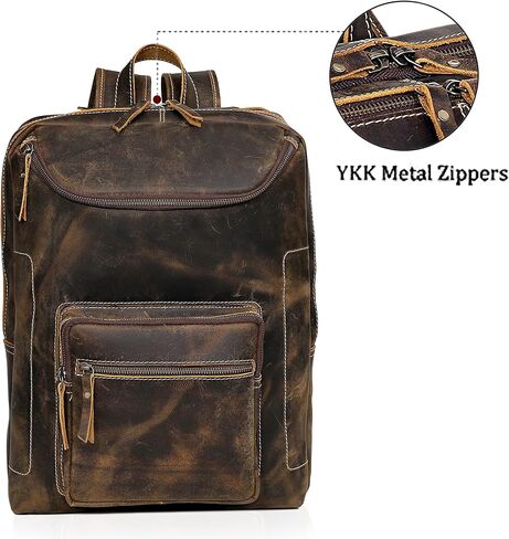 Vintage Leather Backpack For Men 16" Laptop Bag Large Capacity Business Travel Hiking Shoulder Daypacks Business Office Brown (Laptop Backpack 1) in Kuwait