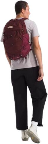 The North Face Women Borealis Luxe Commuter Backpack - PFAS Free ، Sumac/Burnt Coral Metallic ، Size One in Kuwait