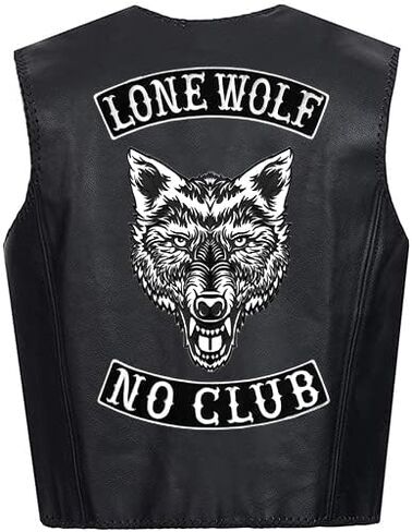 Vegasbee Lone Wolf Patch مطرزًا من الحديد على راكب الدراجة النارية راكب راكب راكب راكب السترة أعلى الروك 12 "الولايات المتحدة الأصلية (أسود أبيض) in Kuwait
