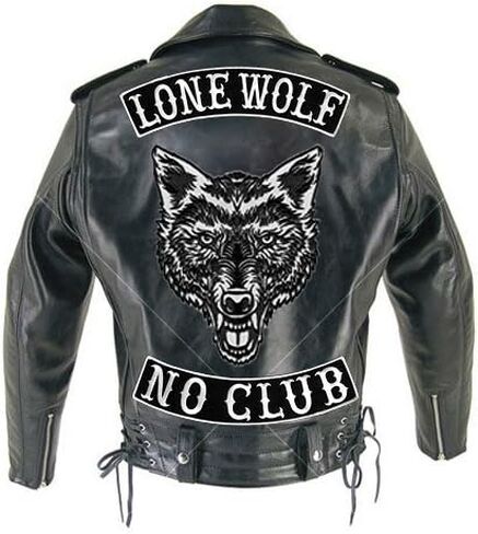 Vegasbee Lone Wolf Patch مطرزًا من الحديد على راكب الدراجة النارية راكب راكب راكب راكب السترة أعلى الروك 12 "الولايات المتحدة الأصلية (أسود أبيض) in Kuwait