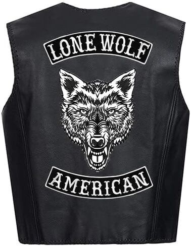 Vegasbee Lone Wolf Patch مطرزًا من الحديد على راكب الدراجة النارية راكب راكب راكب راكب السترة أعلى الروك 12 "الولايات المتحدة الأصلية (أسود أبيض) in Kuwait