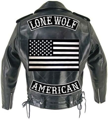 Vegasbee Lone Wolf Patch مطرزًا من الحديد على راكب الدراجة النارية راكب راكب راكب راكب السترة أعلى الروك 12 "الولايات المتحدة الأصلية (أسود أبيض) in Kuwait