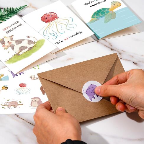 Funny Thank You Cards with Envelopes & Stickers, 4×6 in Cute Animal Pun Cards Assorted Blank Greeting Cards, Boxed Bulk Note Cards for Friends Teachers Business Coworker Employee Appreciation 20Pcs in Kuwait