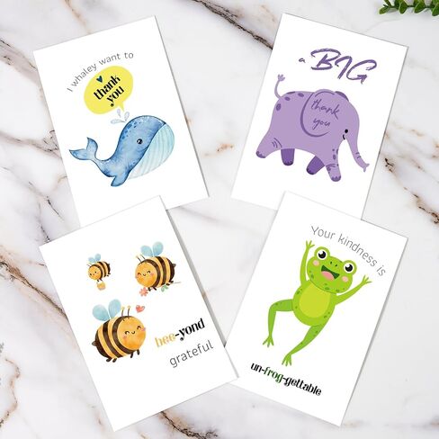 Funny Thank You Cards with Envelopes & Stickers, 4×6 in Cute Animal Pun Cards Assorted Blank Greeting Cards, Boxed Bulk Note Cards for Friends Teachers Business Coworker Employee Appreciation 20Pcs in Kuwait