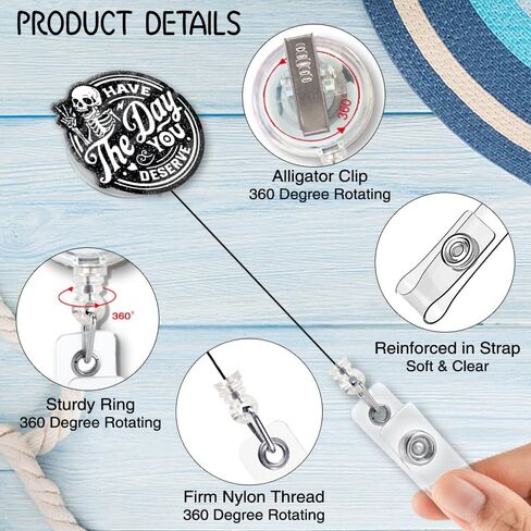 ZBCFSCSB Have The Day You Deserve Funny Black Glitter Badge Reel Holder with Metal Shark Clip, Cute Bones Badge Reel Nurse Accessories, Gifts for Radiology Student Doctor Nurse Orthopedics PA X-Ray in Kuwait