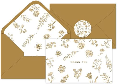 Whaline 36Pcs Blue Floral Thank You Cards with Envelopes and Stickers Blue Greeting Cards Blank Note Cards for Weddings Bridal Shower Baby Shower in Kuwait
