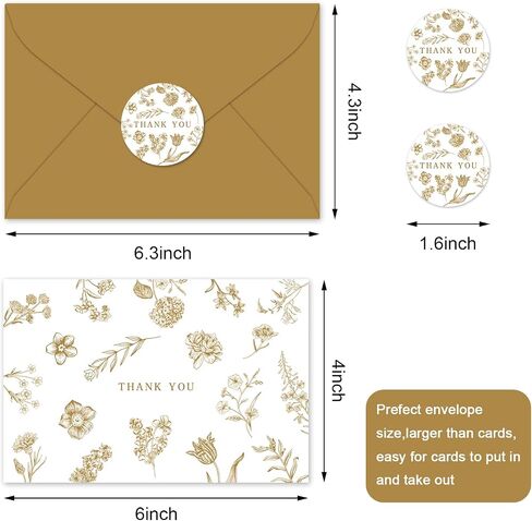 Whaline 36Pcs Blue Floral Thank You Cards with Envelopes and Stickers Blue Greeting Cards Blank Note Cards for Weddings Bridal Shower Baby Shower in Kuwait