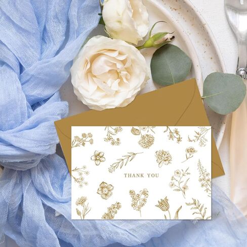 Whaline 36Pcs Blue Floral Thank You Cards with Envelopes and Stickers Blue Greeting Cards Blank Note Cards for Weddings Bridal Shower Baby Shower in Kuwait