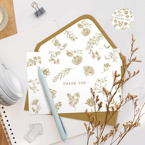 Whaline 36Pcs Blue Floral Thank You Cards with Envelopes and Stickers Blue Greeting Cards Blank Note Cards for Weddings Bridal Shower Baby Shower in Kuwait