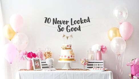 70 لم تبدو جيدة جدًا لافتة بريق أسود جيد - ذكرى الذكرى السبعين وزينة حفلة عيد الميلاد in Kuwait