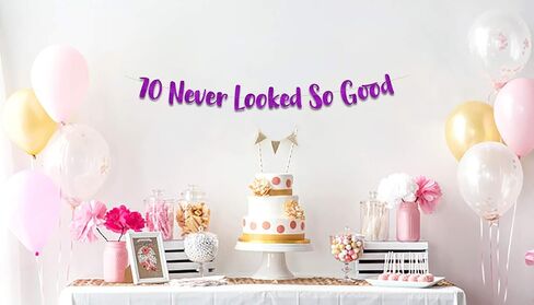 70 لم تبدو جيدة جدًا لافتة بريق أسود جيد - ذكرى الذكرى السبعين وزينة حفلة عيد الميلاد in Kuwait