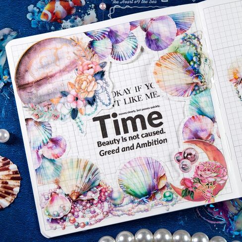 Yoksas 60Pcs Holographic Ocean Life Jellyfish Turtles Stickers - Sea Marine Animal Whales Dolphins Seahorses Stickers for Junk Journal,Scrapbooking Supplies,Planner in Kuwait