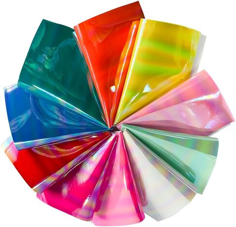 10 PCS Hololographic Faux Leather Leachs للحرف اليدوية ، 8.3 "× 11.8" (21 × 30 سم) نسيج جلدي ملون لأقواس المجوهرات صنع مشاريع DIY in Kuwait