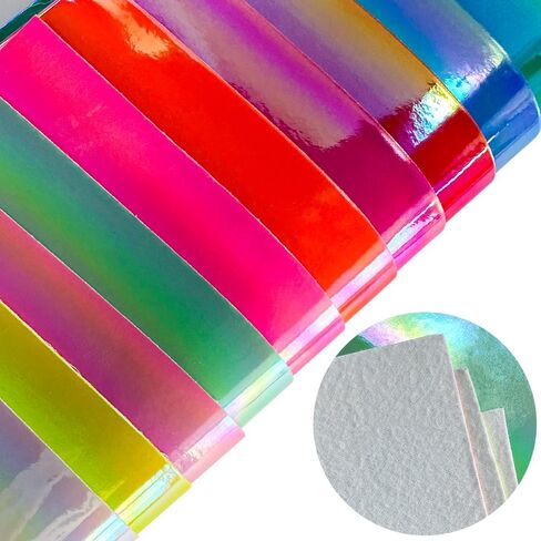 10 PCS Hololographic Faux Leather Leachs للحرف اليدوية ، 8.3 "× 11.8" (21 × 30 سم) نسيج جلدي ملون لأقواس المجوهرات صنع مشاريع DIY in Kuwait