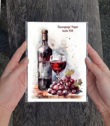 Decoupage Paper Pack (35 Sheets 6 "x8") لوحات ألوان مائية من النبيذ المذهل والعنب Flonz Vintage Illustration بطاقات لتفكيك وحرف اليقظة والسردة in Kuwait