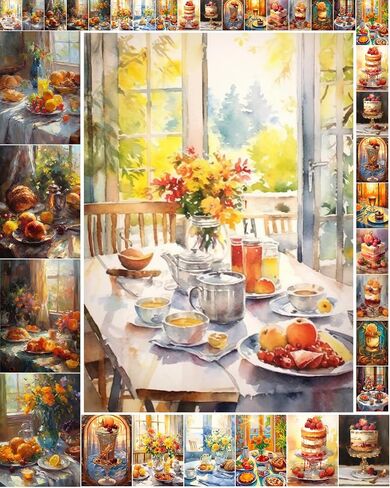 Decoupage Paper Pack (35 Sheets 6 "x8") لوحات ألوان مائية من النبيذ المذهل والعنب Flonz Vintage Illustration بطاقات لتفكيك وحرف اليقظة والسردة in Kuwait
