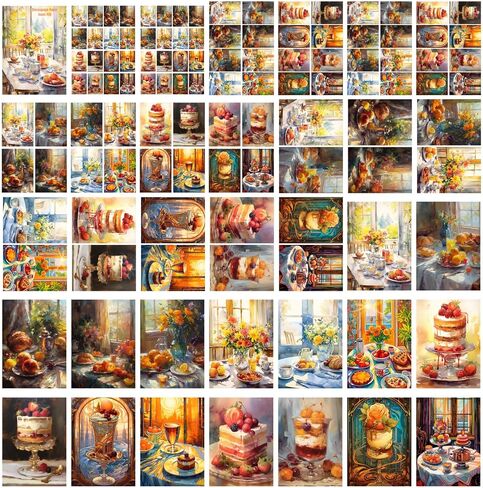 Decoupage Paper Pack (35 Sheets 6 "x8") لوحات ألوان مائية من النبيذ المذهل والعنب Flonz Vintage Illustration بطاقات لتفكيك وحرف اليقظة والسردة in Kuwait
