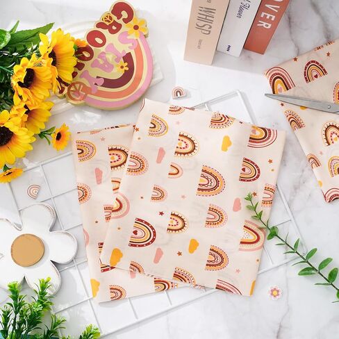 Whaline 5pcs Boho Rainbow Cotton Cotton Bundles 18 × 22 بوصة قوس قزح نجم سحابة سحابة سحابة بويهو موضوع خياطة مربعات خياطة للأقمشة لصياغة DIY المصنوعة يدويًا. in Saudi Arabia