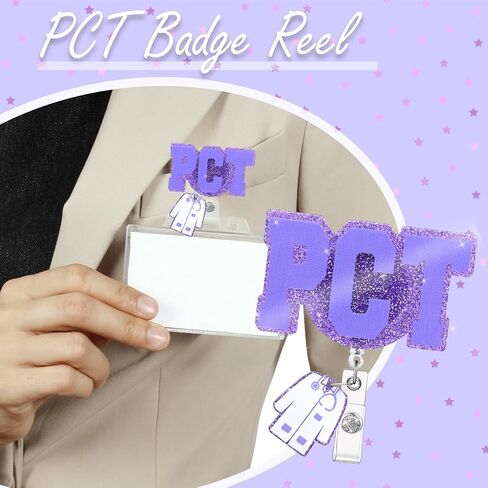 Glitter PCT Badge Reel Retractable with ID Clip,ID Name Identification Tags for Patient Care Technician Accessories (Black) in Kuwait