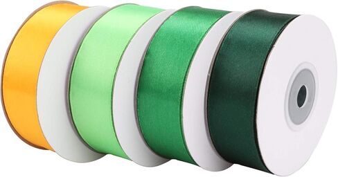 4 لفة 2.5 سم سانت باتريك أشرطة الساتان ، 25 ياردة شريط النسيج الصفراء الأخضر الكلاسيكية ل ST Patrick's DIY يلفت الحفلات منزل حديقة المنزل in Kuwait