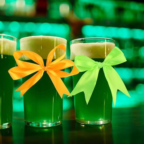 4 لفة 2.5 سم سانت باتريك أشرطة الساتان ، 25 ياردة شريط النسيج الصفراء الأخضر الكلاسيكية ل ST Patrick's DIY يلفت الحفلات منزل حديقة المنزل in Kuwait