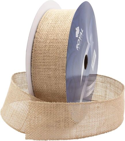 Royal Imports Natural Burlap Jute Wired Fabric Ribbon 2.5" (#40) for Floral, Holiday & Craft Decoration, 25 Yard Bulk Roll (75 FT Spool) in Saudi Arabia
