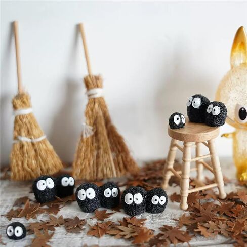 Miniature Black Briquet, Micro Pals Elf, Dollhouse Miniature Briquet Elf, Cute Mini Briquet Figurine, for Fairy Garden, Terrarium, Miniature Garden, or Dollhouse Playground (20PCS) (Black - Single) in Saudi Arabia