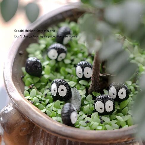 Miniature Black Briquet, Micro Pals Elf, Dollhouse Miniature Briquet Elf, Cute Mini Briquet Figurine, for Fairy Garden, Terrarium, Miniature Garden, or Dollhouse Playground (20PCS) (Black - Single) in Saudi Arabia