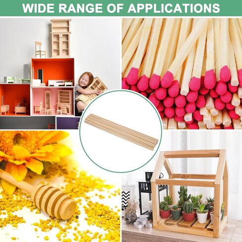 50-Pack Wood Square Dowel Rods, 1/8 x 12 Inch Unfinished Wooden Square Dowel Rod, Hardwood Square Dowel Sticks for Crafts/DIY Projects/Models Making [Wood Color] in Saudi Arabia