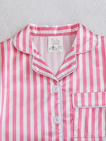 MyFav Pajama Set for Girls Button Down Silky Kids Sleepwear Nightwear Loungewear Clothes Set in Kuwait
