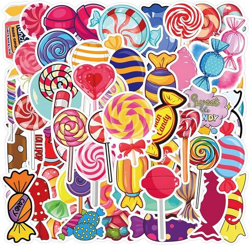 Cute Candy Stickers Pack 55PCS Cartoon Sweet Stickers Gifts for Kids Girls Boys, Kechup Waterproof Vinyl Dessert Stickers for Water Bottles Journaling Luggage Party Supplies in Saudi Arabia
